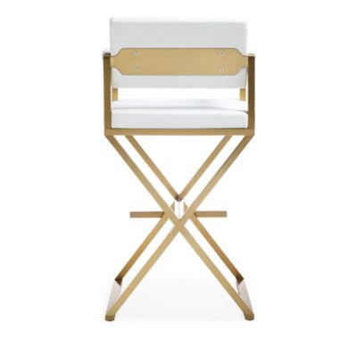  Director Performance Vegan Leather and Stainless Steel Barstool in Black