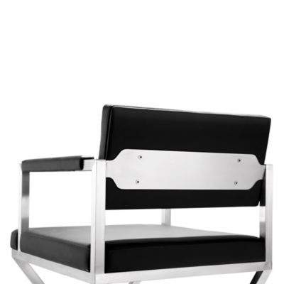  Director Performance Vegan Leather and Stainless Steel Barstool in Black