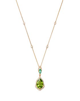 Bloomingdale's - Peridot, Emerald, & Diamond Pendant Necklace in 14K Yellow Gold, 18"