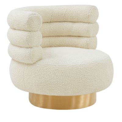 TOV Furniture - Naomi Faux Shearling Swivel Chair