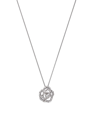 Bloomingdale's Diamond Rose Flower Openwork Pendant Necklace in 14K White Gold, 0.30 ct. t.w.