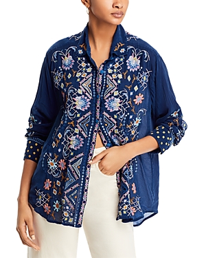Johnny Was Mckenzie Embroidered Eyelet Blouse