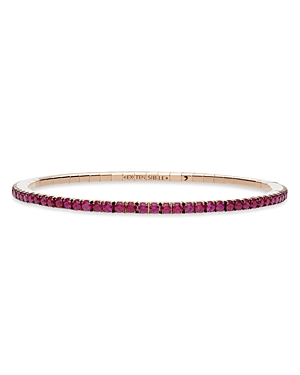 Ex-tensible 14k Rose Gold Ruby Stretch Tennis Bracelet In Pink