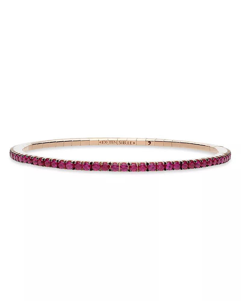 Extensible 14K Rose Gold Ruby Stretch Tennis Bracelet