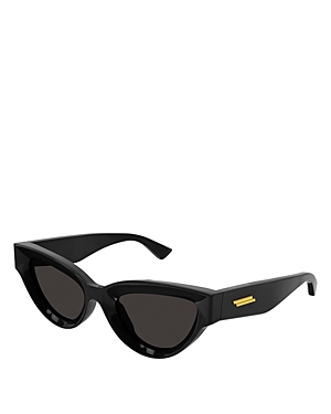 Shop Bottega Veneta Edgy Cat Eye Sunglasses, 53mm In Black/black Solid