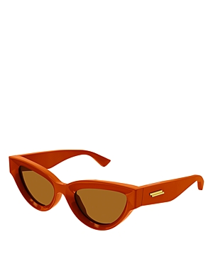 Shop Bottega Veneta Edgy Cat Eye Injection Sunglasses, 53mm In Orange/orange Solid