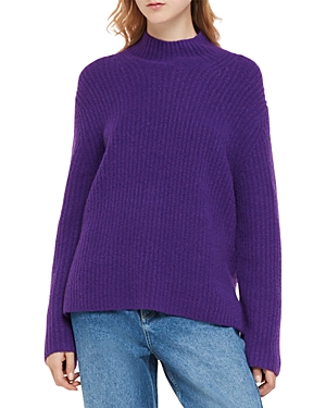 Whistles Ribbed Funnel Neck Sweater In Purple