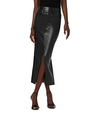 Reconstructed Faux Leather Midi Skirt