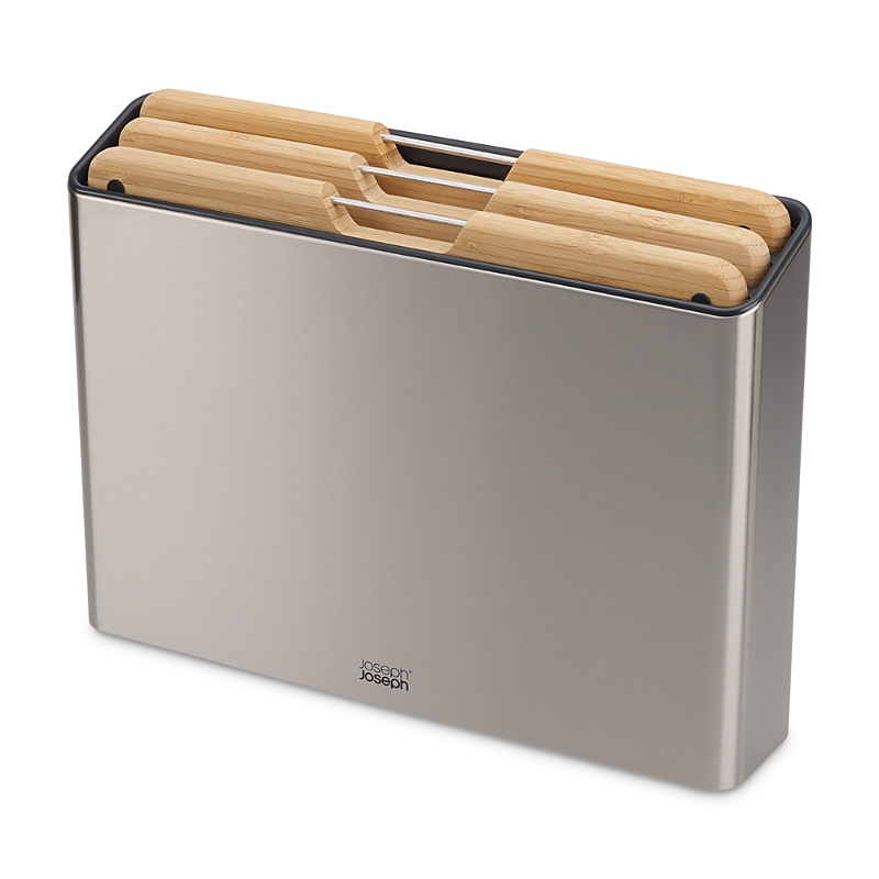 Joseph Joseph Folio Steel 3 Piece Bamboo Cutting Board Set In Stainless