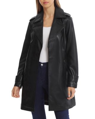 Bagatelle Faux Leather Open Trench Coat Bloomingdale's