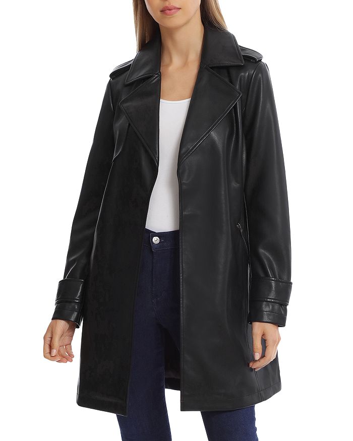 Bagatelle Faux Leather Open Trench Coat | Bloomingdale's