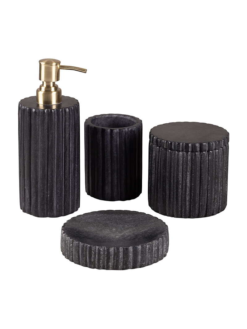 Photos - Other Bathroom Accessories Gauri Kohli Roksana Black Marble Bath Accessories, Set of 4 5A-9F28-4D0B8DD7B581