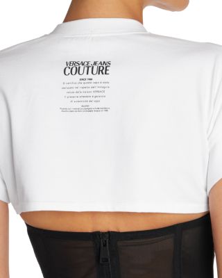Versace Jeans Couture Mixed Media Corset Top | Bloomingdale's Women