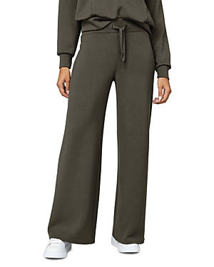 Shop Spanx Air Essentials Wide Leg Pants In Dark Palm