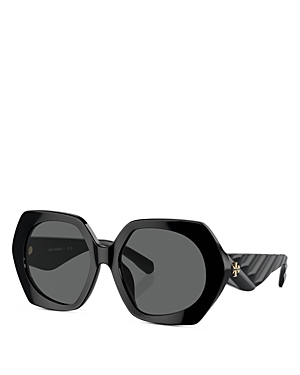 Tory Burch Ty7195u Round Sunglasses, 55mm In Black