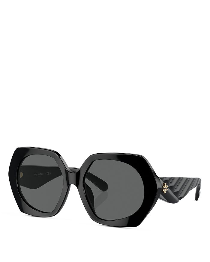 Tory Burch Round Sunglasses, 55mm In Black/gray Solid