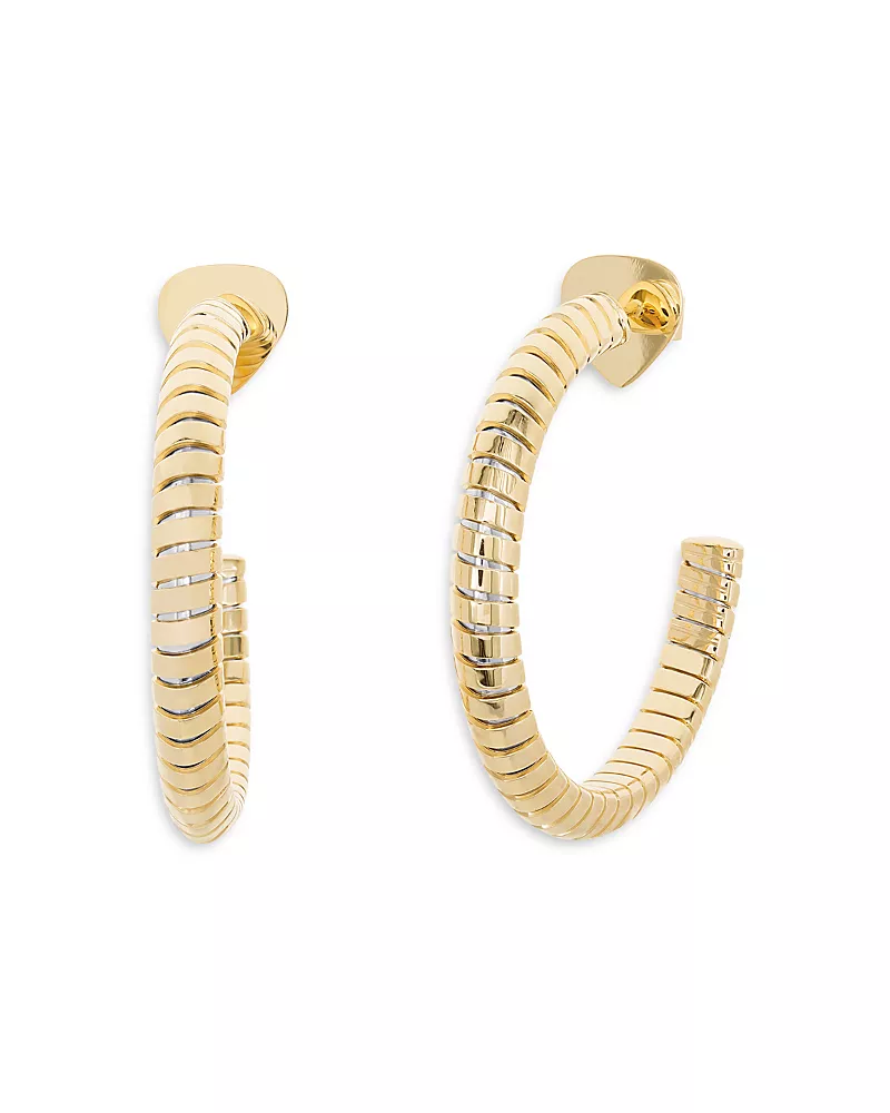 Marina B 18K Yellow Gold Trisolina Segmented Large Hoop Earrings