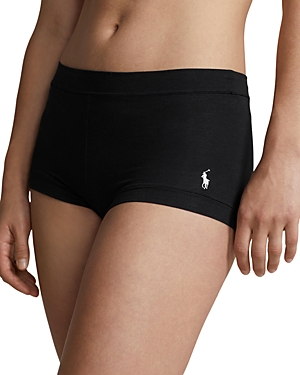Shop Polo Ralph Lauren Mid Rise Girl Shorts In Onyx