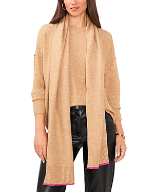 Shop Vince Camuto Scarf Sweater In Latte Heather