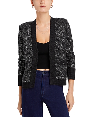 Shop L Agence L'agence Jinny Sequin Cardigan Sweater In Black/charcoal