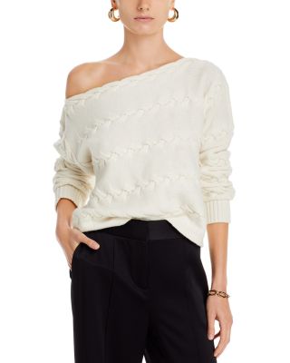 L'AGENCE - Shan Off-the-Shoulder Cable Knit Sweater
