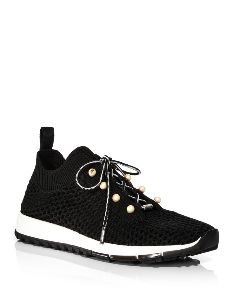 Jimmy Choo Women's Veles Crochet Knit Low Top Sneakers in Black