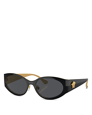 Versace Oval Sunglasses, 56mm In Black/gray Solid