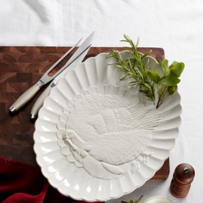 French Perle Carved Turkey Platter