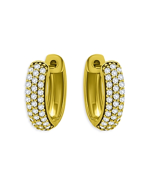 Aqua Triple Row Pave Huggie Hoop Earrings In 18k Gold Plated Or Sterling Silver - 100% Exclusive