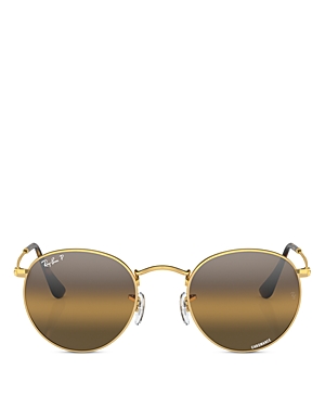 Ray Ban Ray-ban Metal Round Sunglasses, 50mm In Gold/brown Polarized Gradient