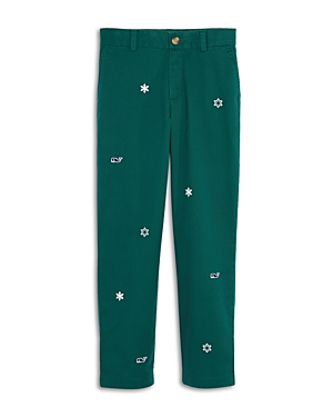 Shop Vineyard Vines Boys' Snowflake Embroidery Breaker Chino Pants - Little Kid, Big Kid In Snowflake/green