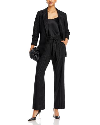 T Tahari Pinstriped Belted Pants