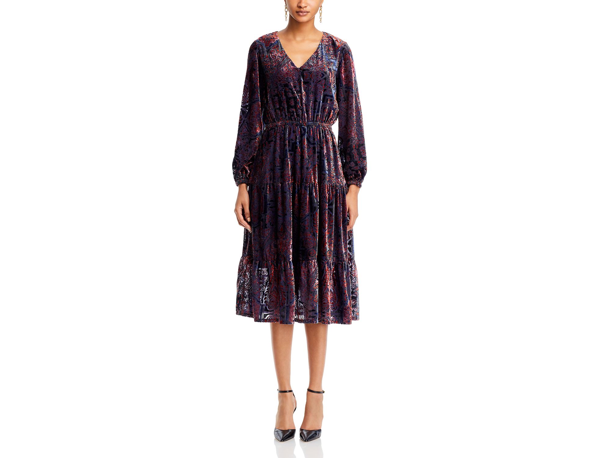 Paisley Burnout Velvet Midi Dress — Image 3