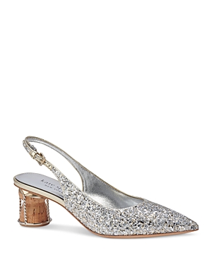 Women's Soiree Pointed Toe Gold & Silver Glitter Slingback Pumps
