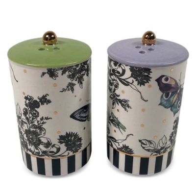 新作 マッケンジーチャイルズ 蝶 花柄　ソルト・ペッパー入れセット MacKenzie-Childs Butterfly Toile Salt and Pepper Set