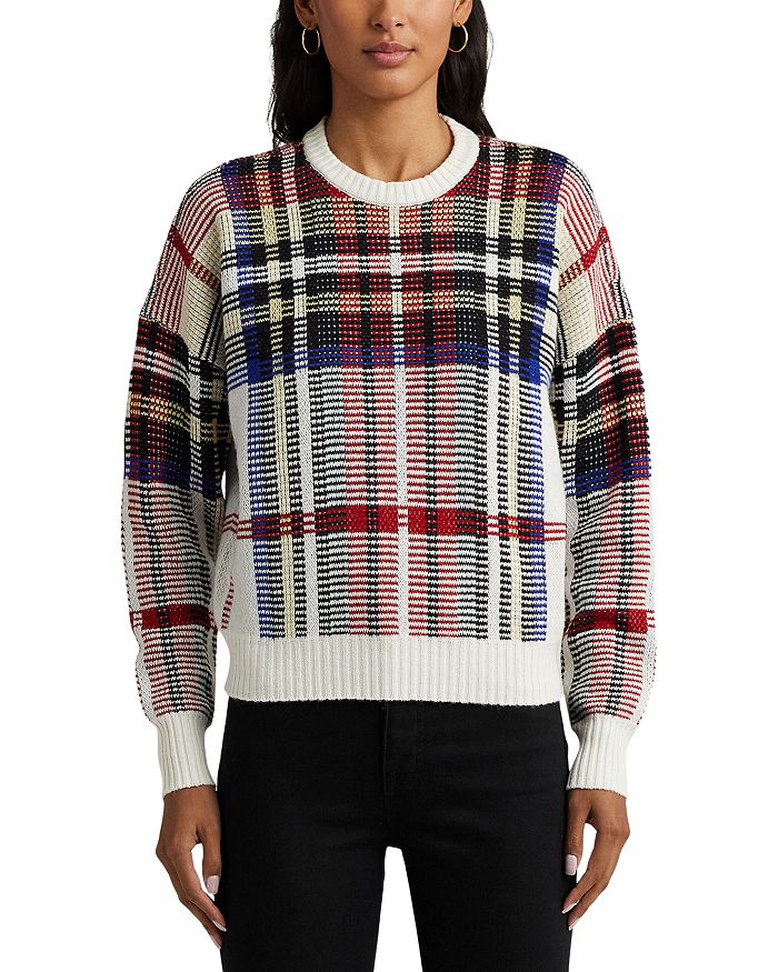 Checked Plaid Relaxed Fit Crewneck Sweater