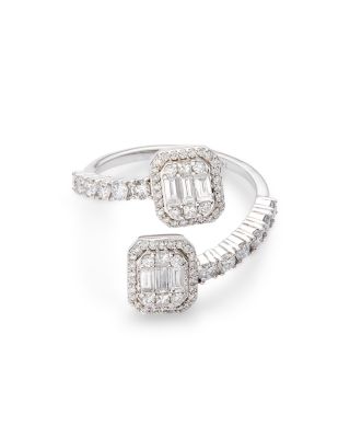 Diamond Multi Cut Bypass Ring 14K White Gold, 1.0 tcw