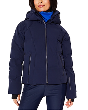 Halfdays Georgie Womens Hooded Heavy Puffer Jacket In Navy