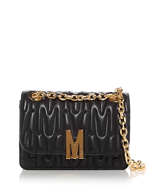Shop Moschino Quilted Monogram Leather Shoulder Bag In Black Multi