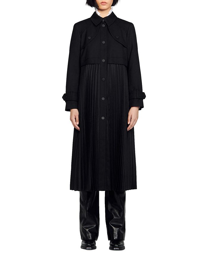 Sandro Samy Pleated Trench Coat | Bloomingdale's
