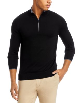 Michael Kors - Contrast Trim Merino Wool Quarter Zip Sweater