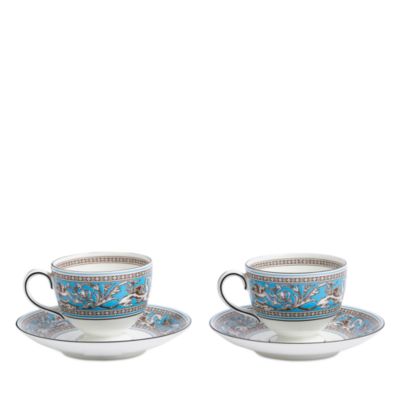 Florentine Turquoise Teacup & Saucer 4-Piece Set