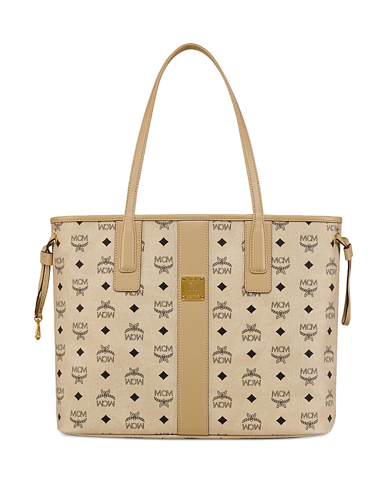 Mcm Liz Reversible Medium Visetos Tote Bag In Beige