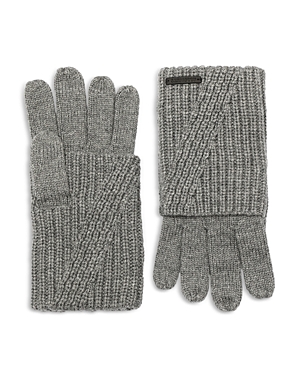 Shop Allsaints Traveling Rib Foldover Gloves In Gray