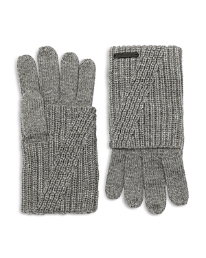 Allsaints Traveling Foldable Cuff Knit Gloves In Gray