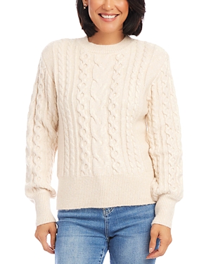 Shop Karen Kane Cable Knit Sweater In Cream