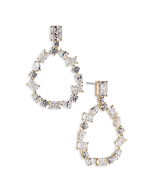 Shop Nadri Blue Stone Circle Drop Earrings In Gold