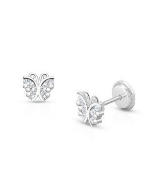 Girls' 14K Gold Curly Butterfly Studs Screw Back Earrings - Baby, Little Kid, Big Kid