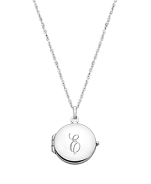 Tiny Blessings Girls' Sterling Silver Round Locket & Engraved Initial 14-16 Necklace - Baby, Little Kid, Big Kid In Silver - E