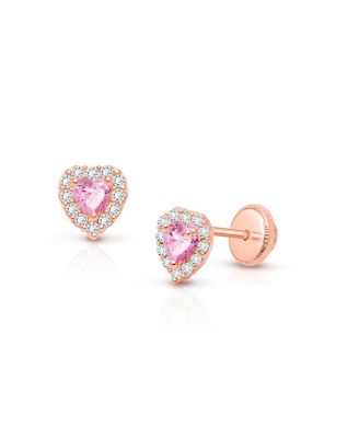Girls' 14K Gold Blissful Heart Studs Screw Back Earrings - Baby, Little Kid, Big Kid
